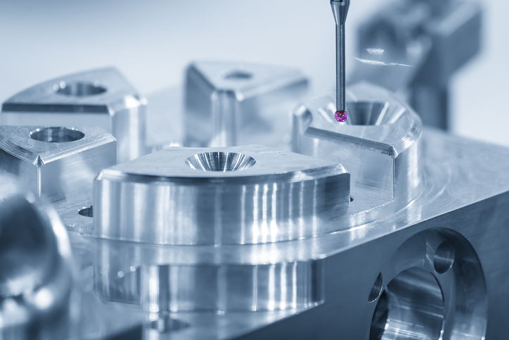 Precision-machined components under coordinate measurement inspection